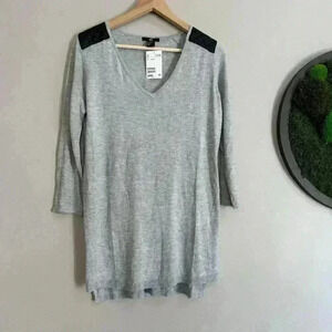 H&M WOMEN Gray/black KNIT V-NECK Small TOP SHIRT BLOUSE SWEATER NWT